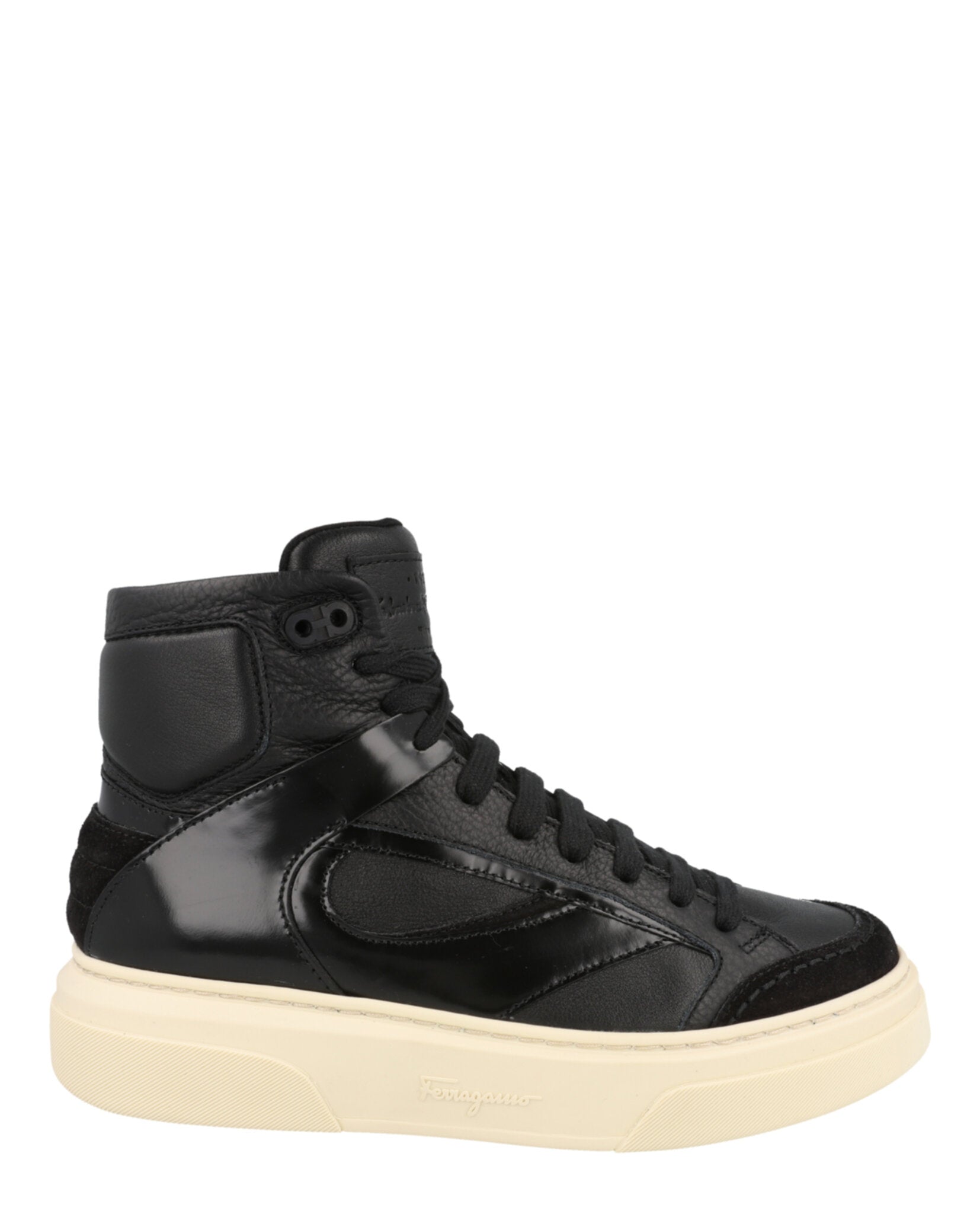 Ferragamo Mens Cassio Leather High-Top Sneakers