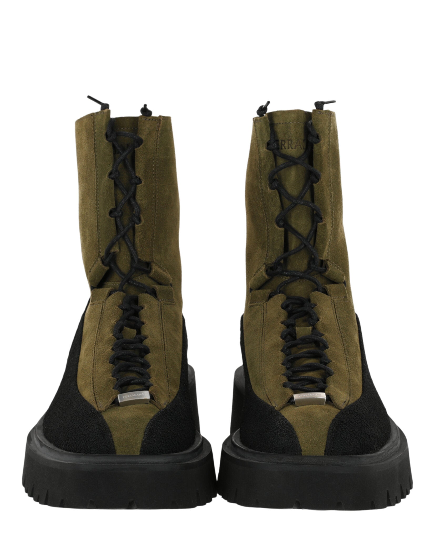 Ferragamo Mens Atlante Combat Boots - Extra Wide Width