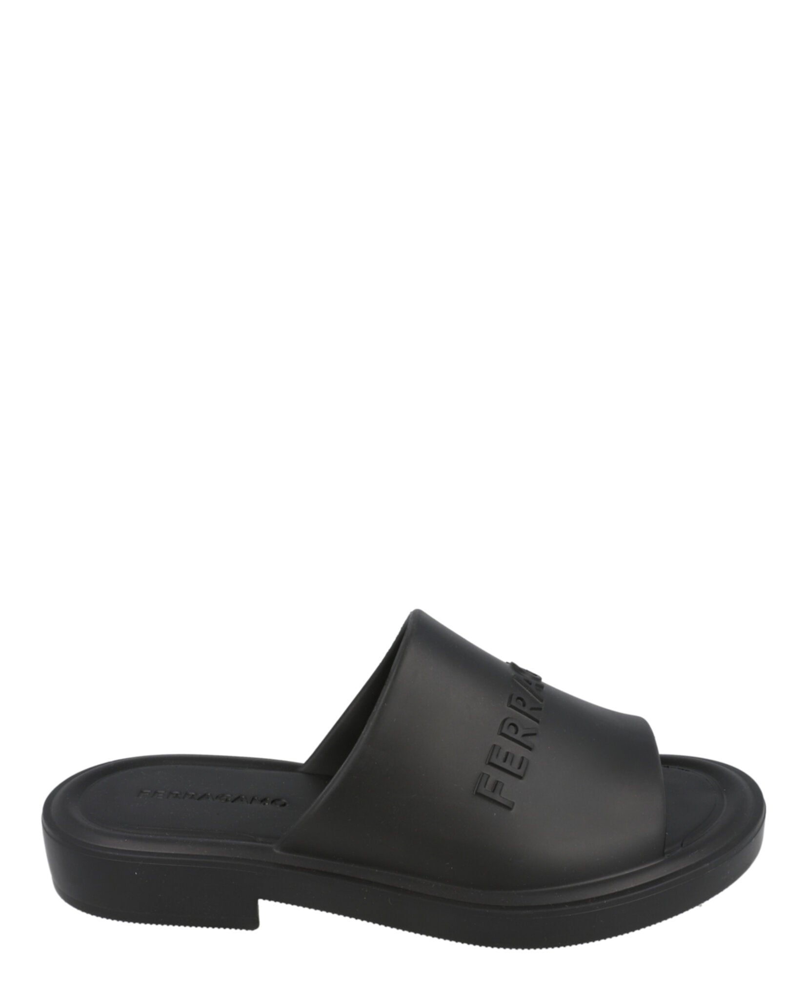 Ferragamo Mens Giuneva Logo Embossed Slides
