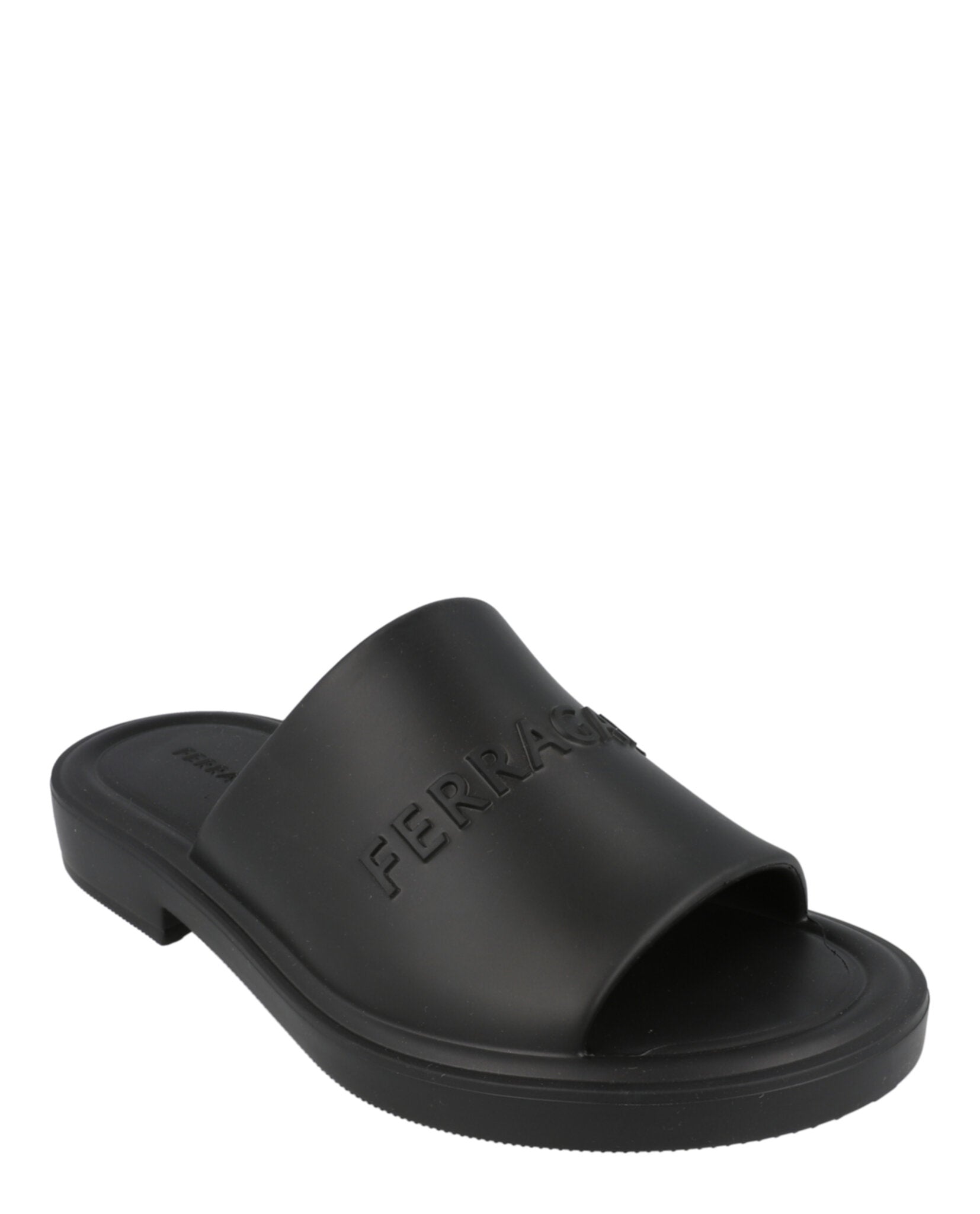 Ferragamo Mens Giuneva Logo Embossed Slides