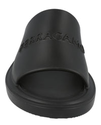 Ferragamo Mens Giuneva Logo Embossed Slides