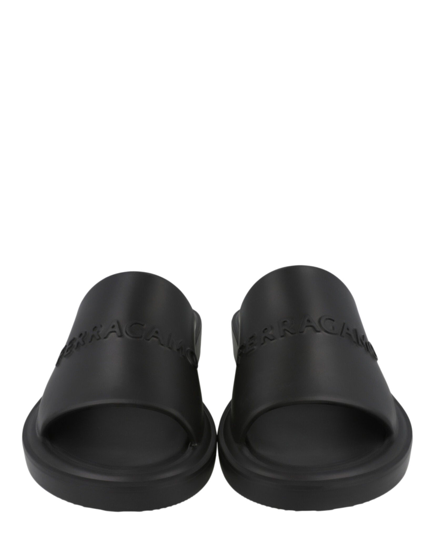 Ferragamo Mens Giuneva Logo Embossed Slides