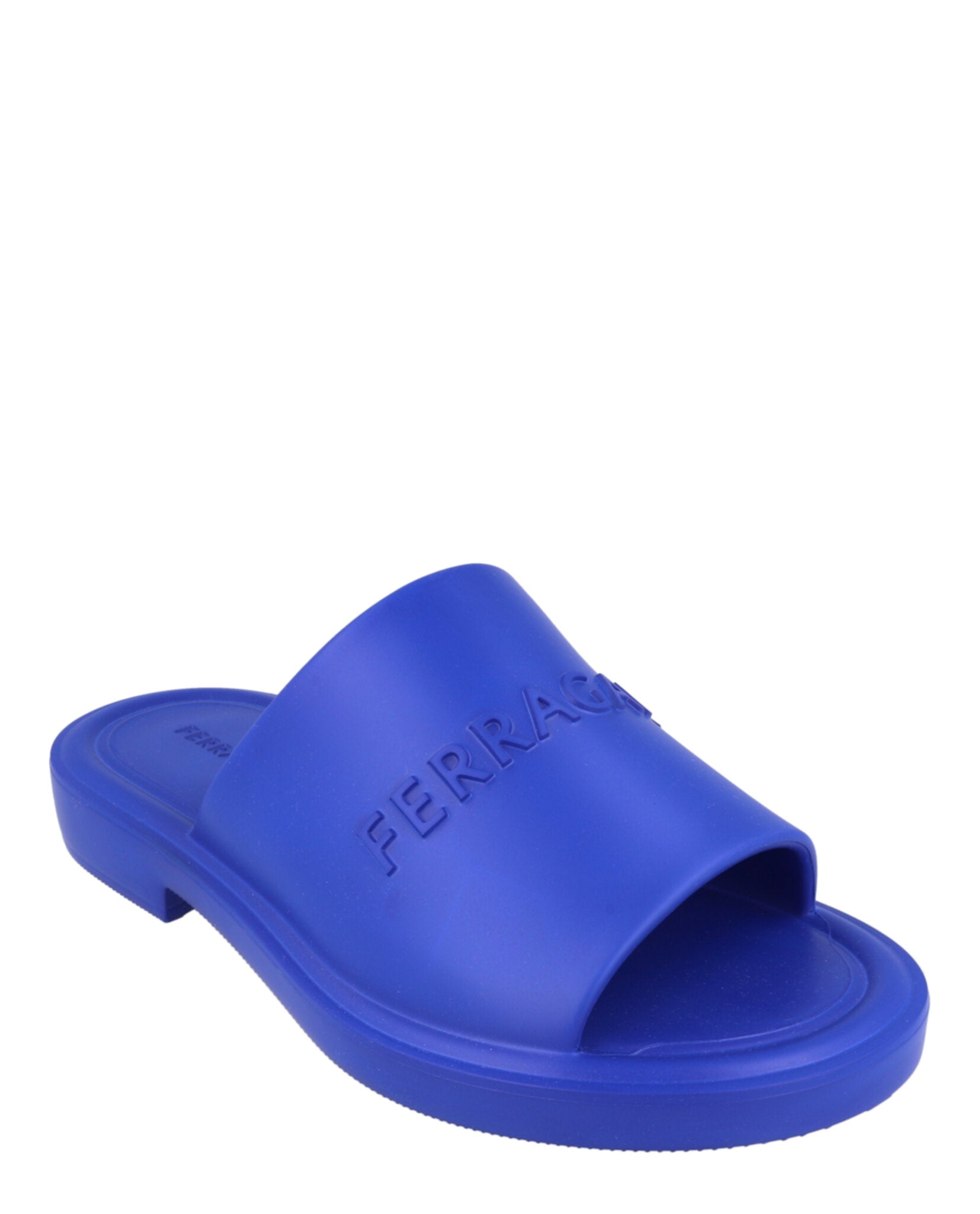 Ferragamo Mens Giuneva Logo Embossed Slides