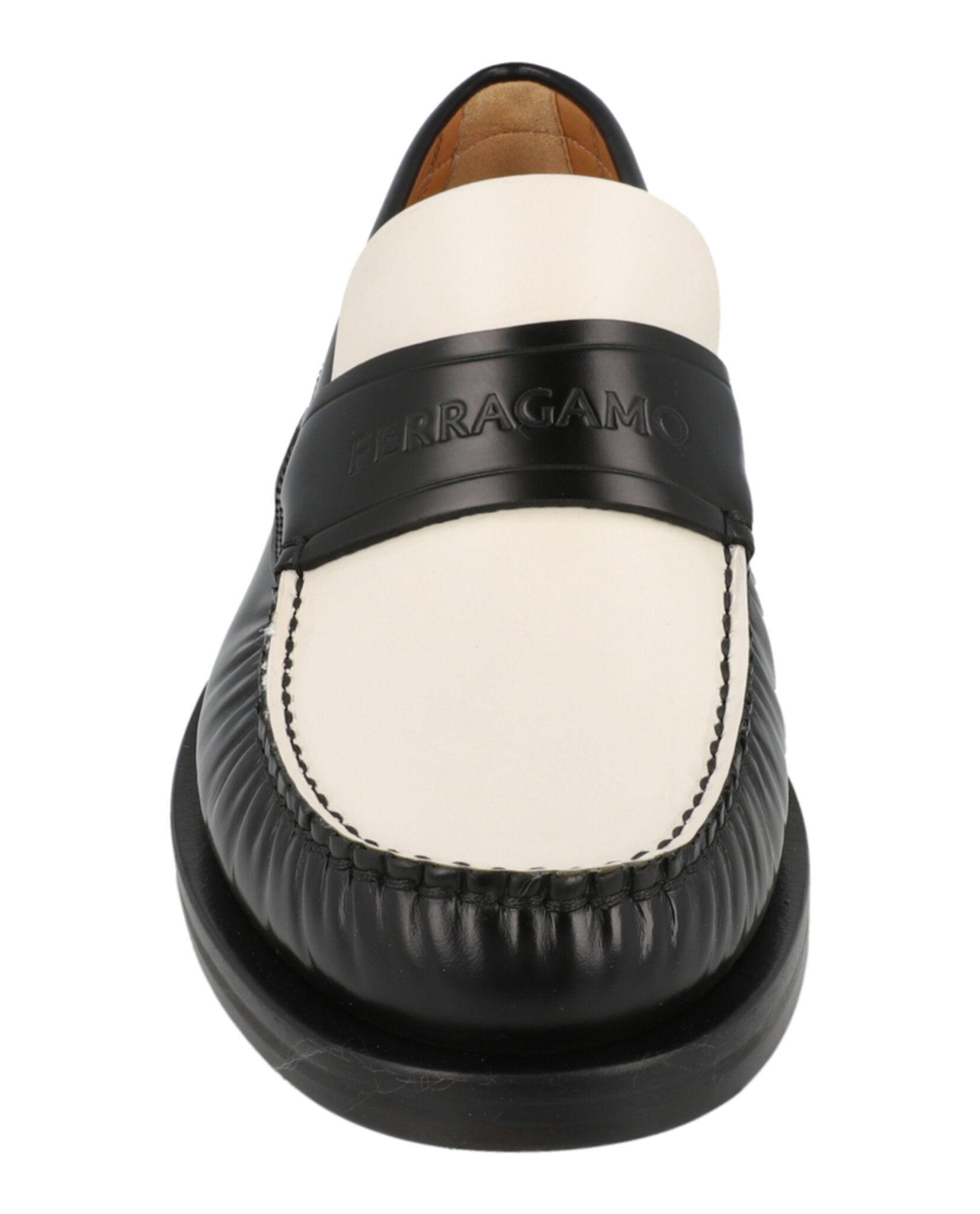 Ferragamo Mens Fillmore Embossed Moccasin Loafers - Wide Width