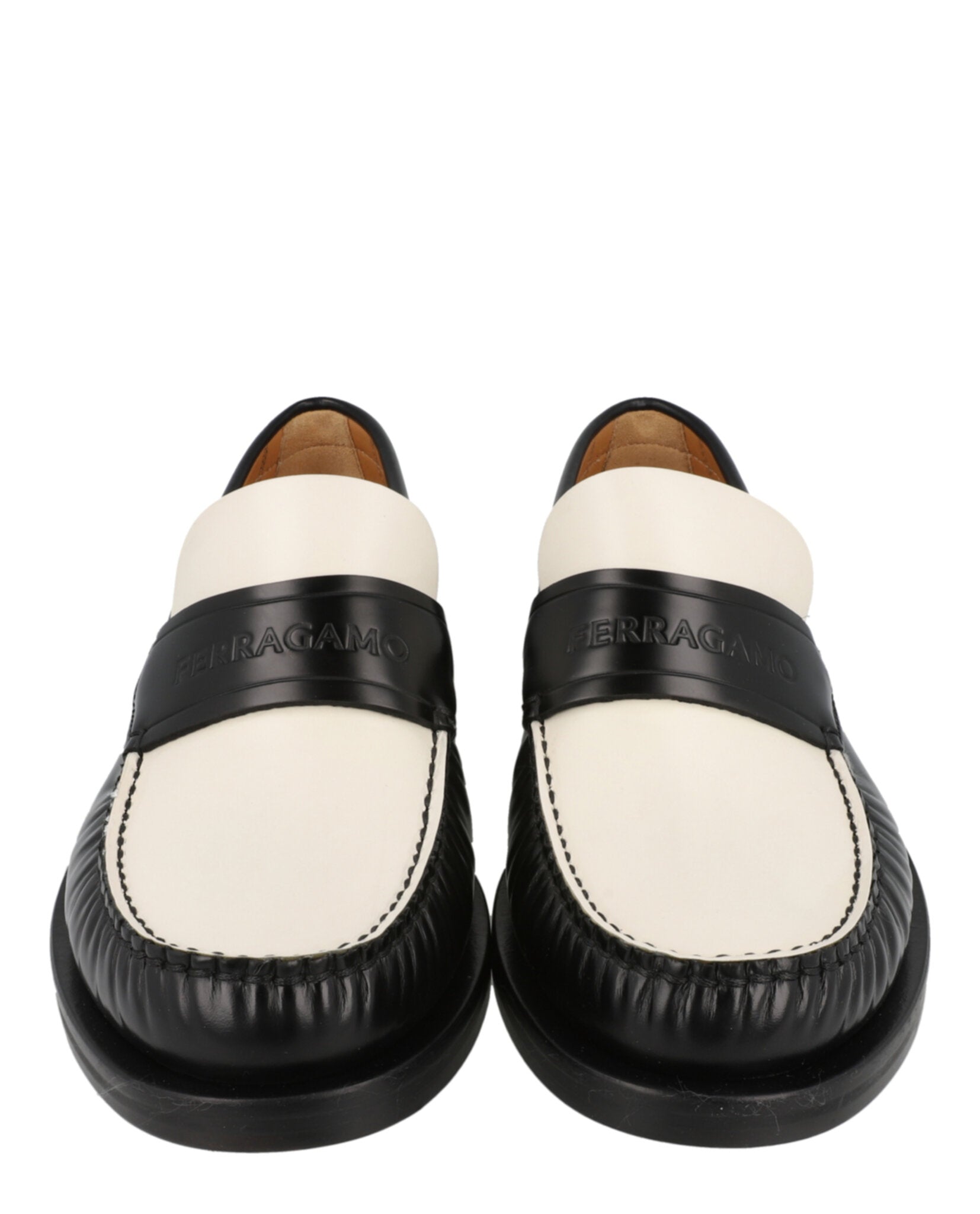Ferragamo Mens Fillmore Embossed Moccasin Loafers - Wide Width