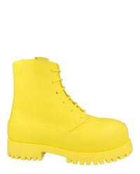 Ferragamo Mens Fede Leather Combat Boots Yellow