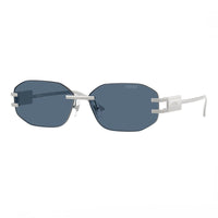 Versace Versace Sunglasses Geometric Rimless, Silver Frame and Dark Blue Lens VE2274100080