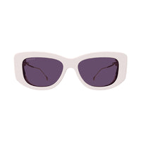 Gucci Sunglasses Rectangle Full Rim, Ivory/Gold Frame and Violet Lens GG1566S003