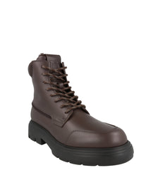 Ferragamo Ferragamo Mens Corallo Leather Combat Boots