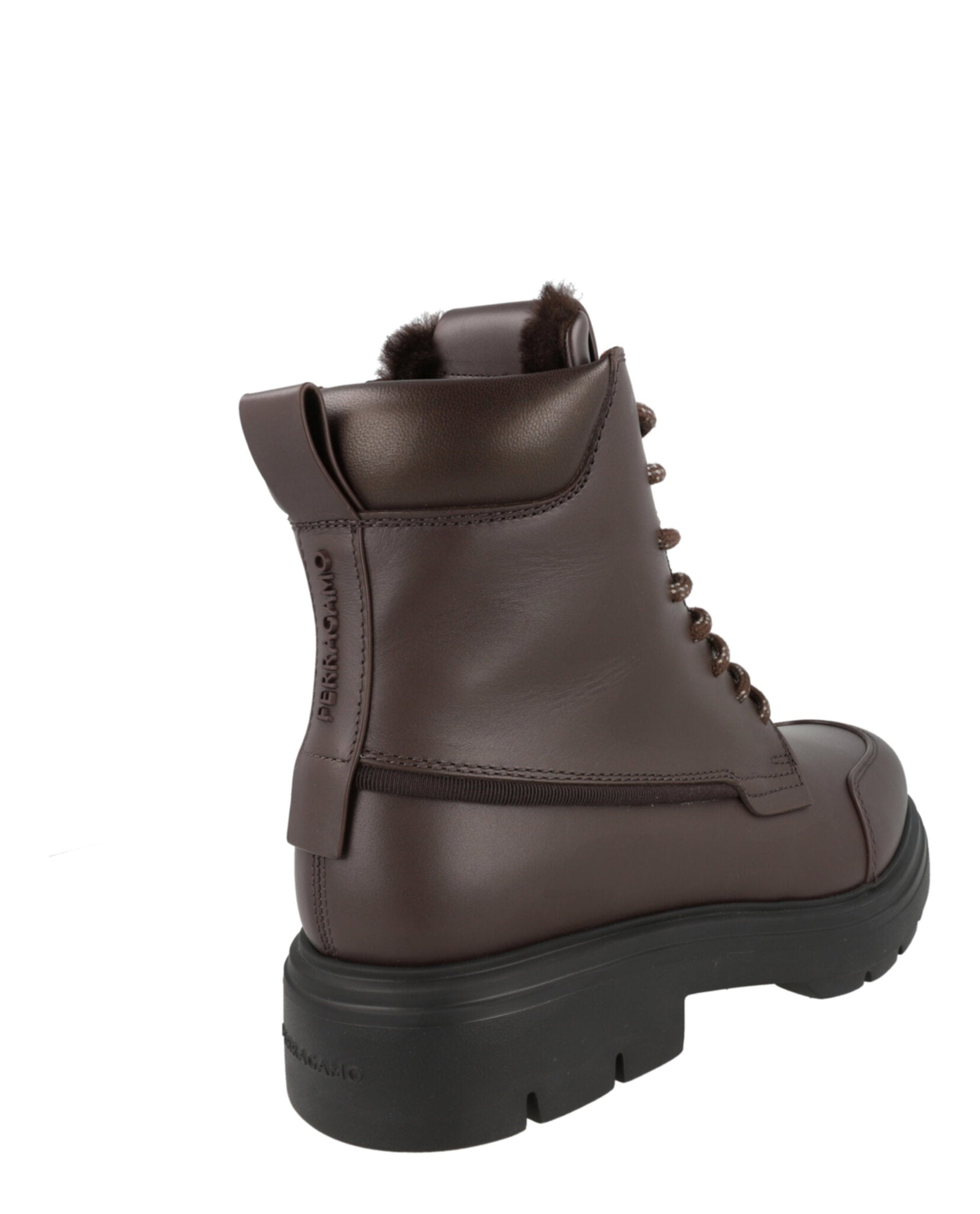 Ferragamo Ferragamo Mens Corallo Leather Combat Boots