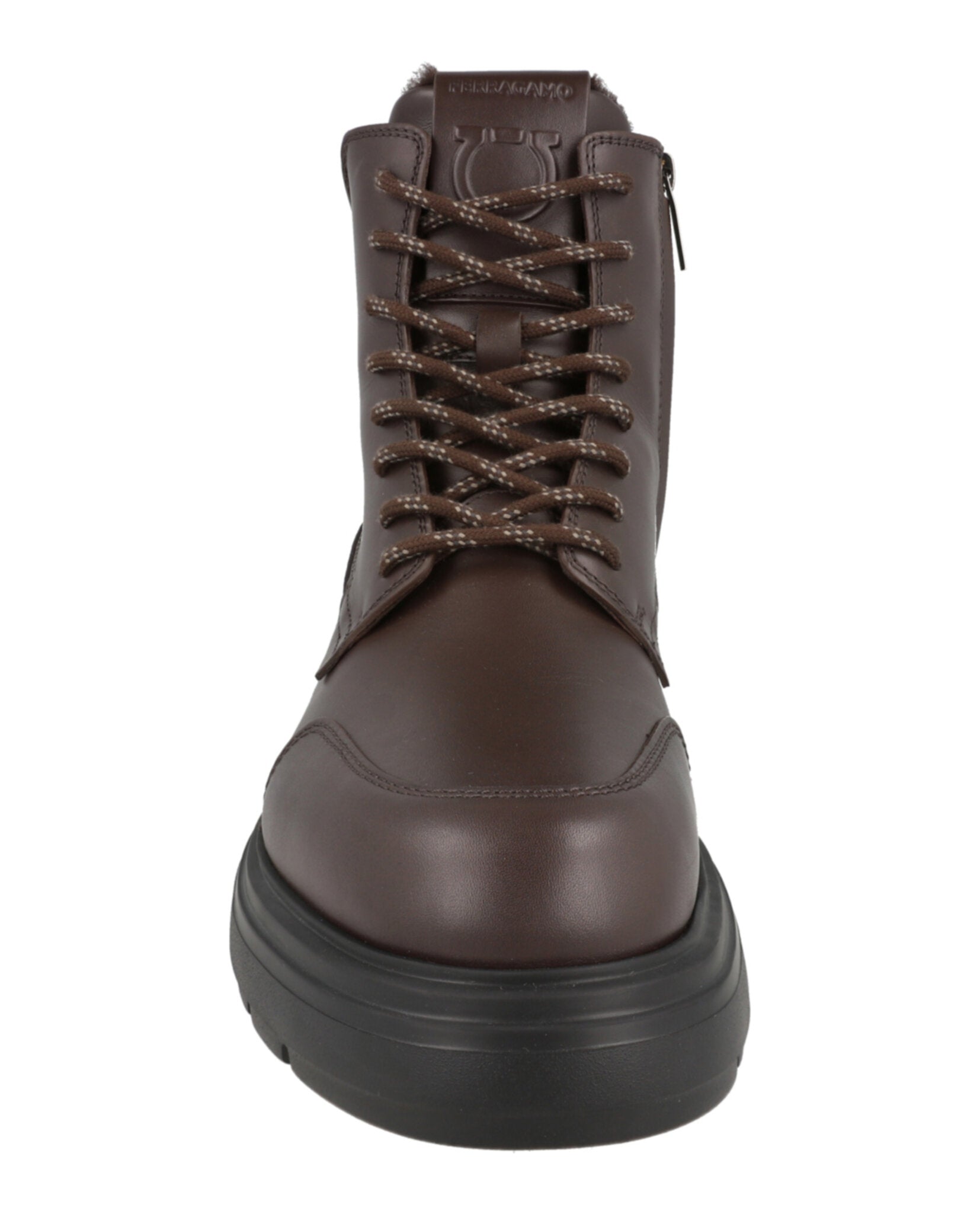 Ferragamo Ferragamo Mens Corallo Leather Combat Boots