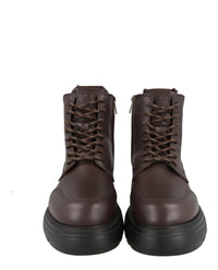 Ferragamo Ferragamo Mens Corallo Leather Combat Boots