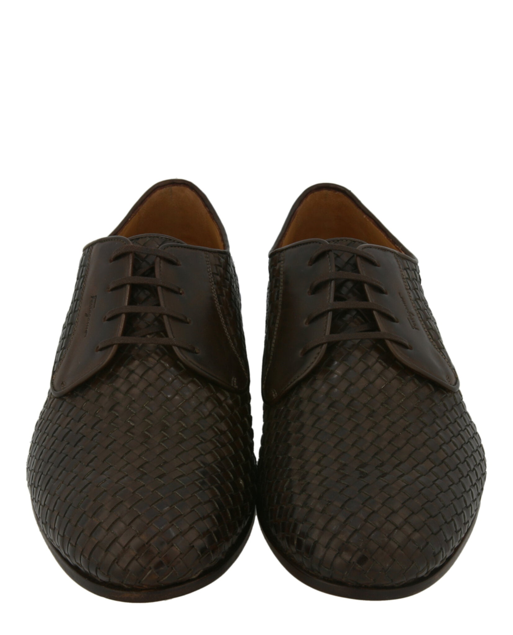 Ferragamo Mens Cooper Woven Leather Dress Shoes