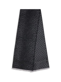 Gucci Women Leopard-Print Wool Scarf With Monogram