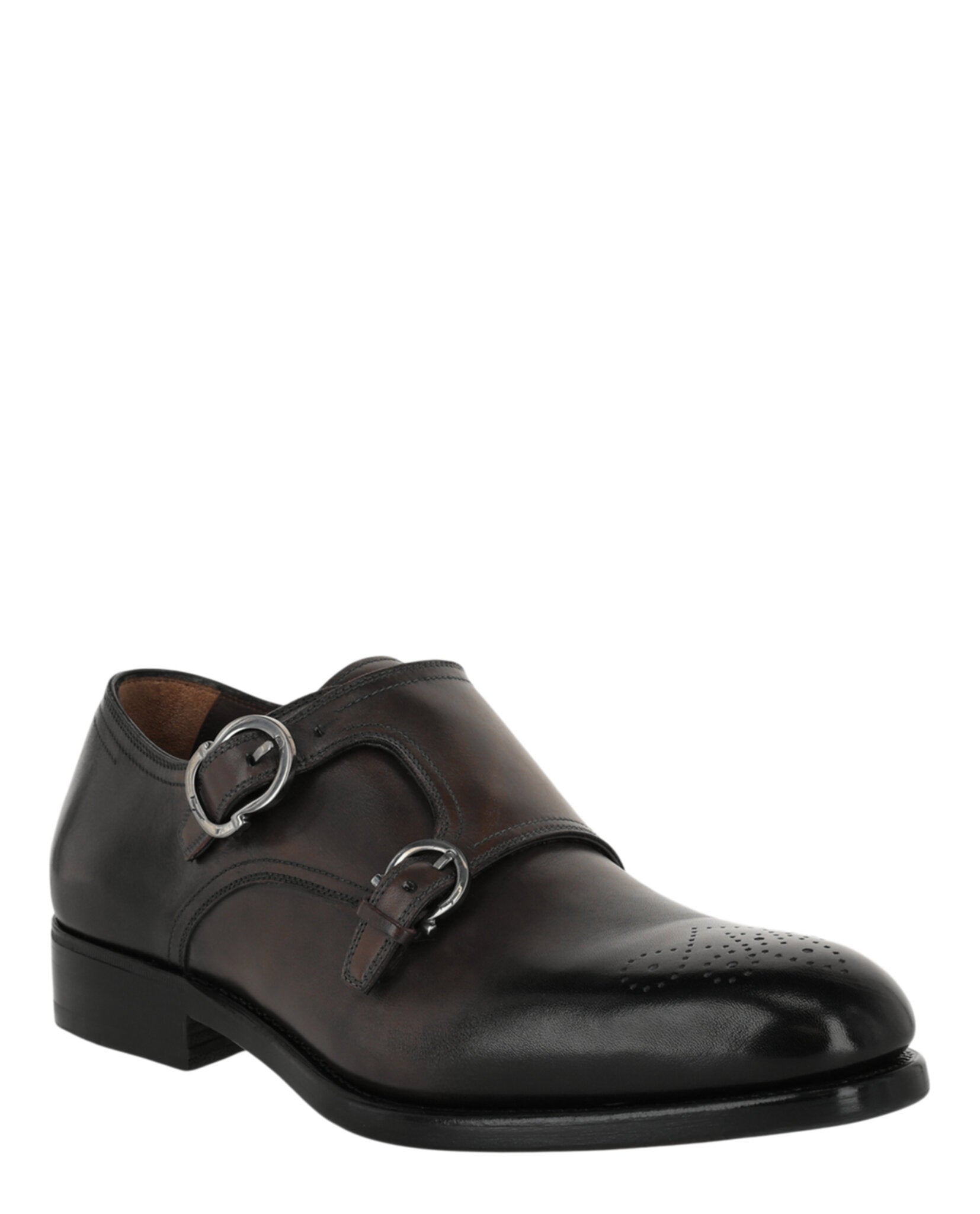 Ferragamo Mens Brighton Monk Strap Shoes - Extra Wide Width