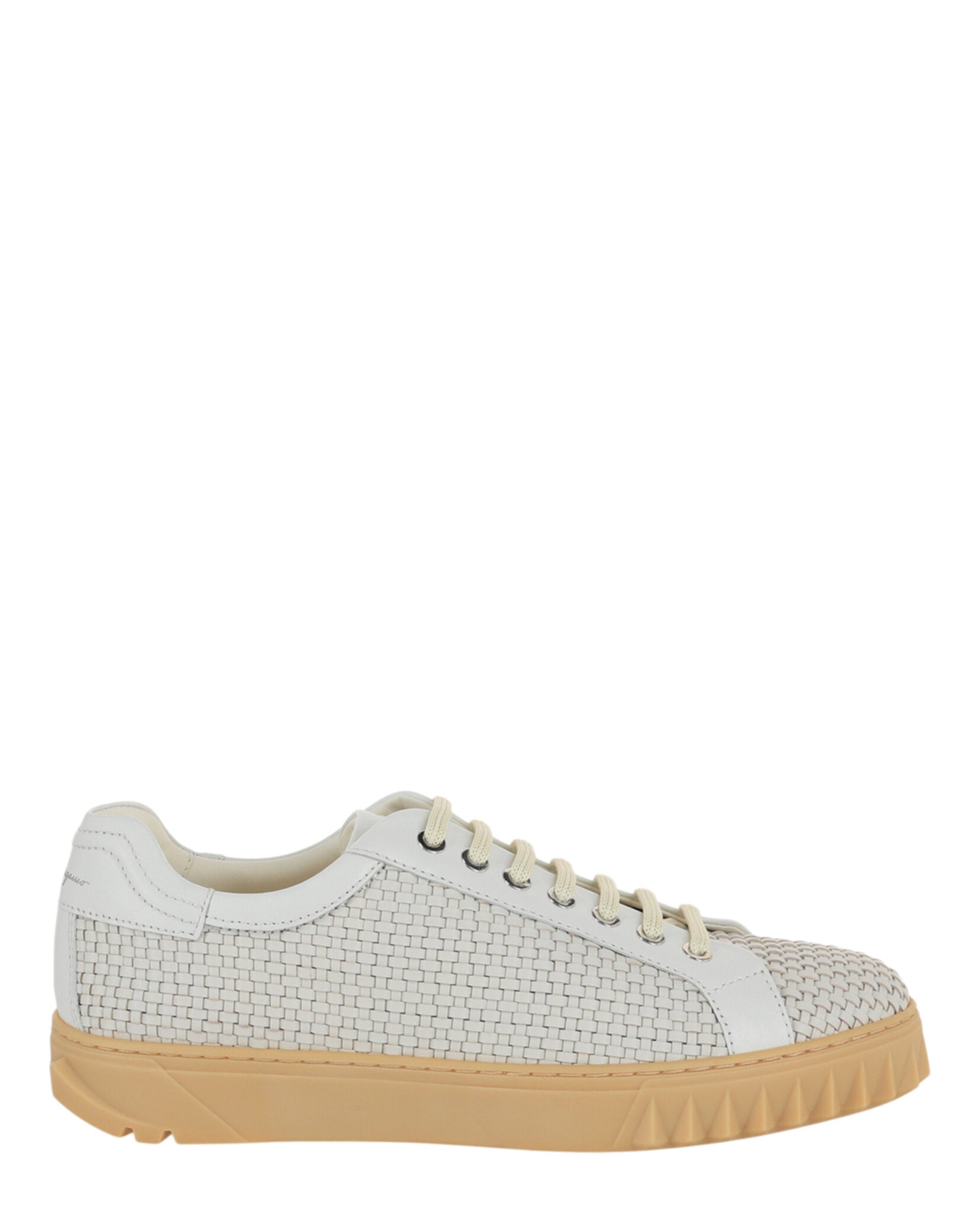 Ferragamo Mens Cube 17 Woven Leather Sneakers