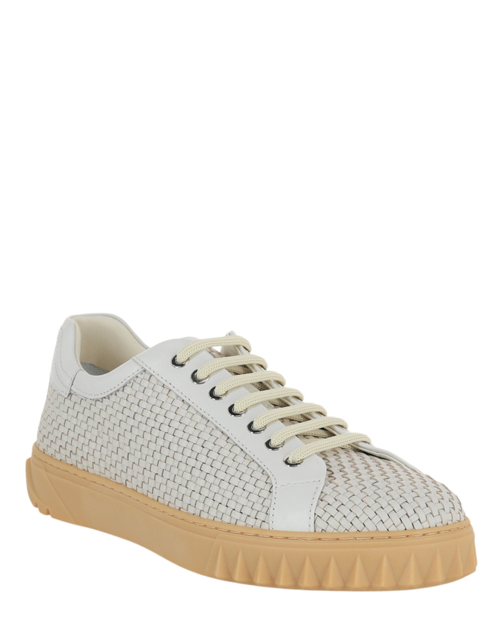 Ferragamo Mens Cube 17 Woven Leather Sneakers
