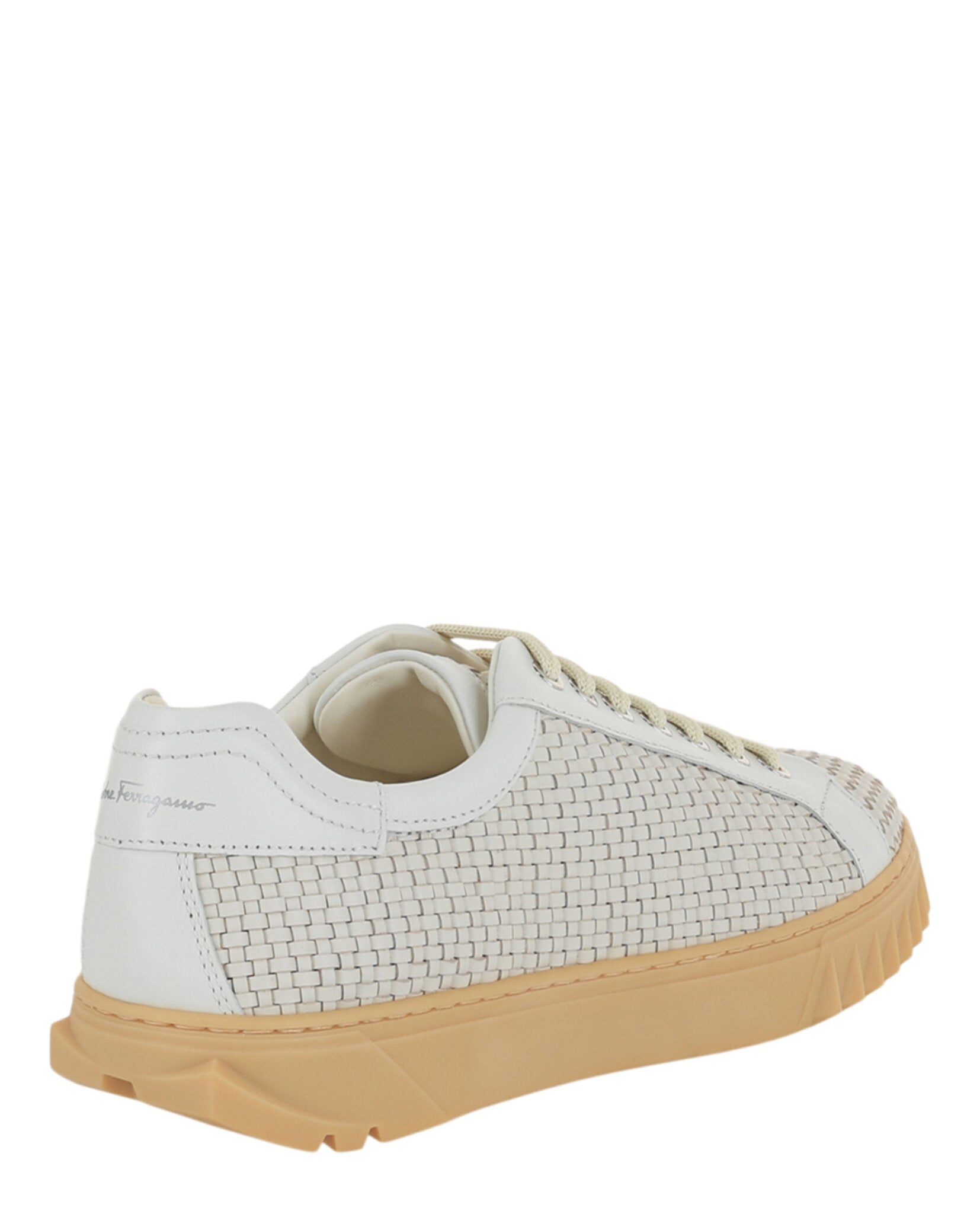 Ferragamo Mens Cube 17 Woven Leather Sneakers