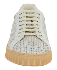 Ferragamo Mens Cube 17 Woven Leather Sneakers