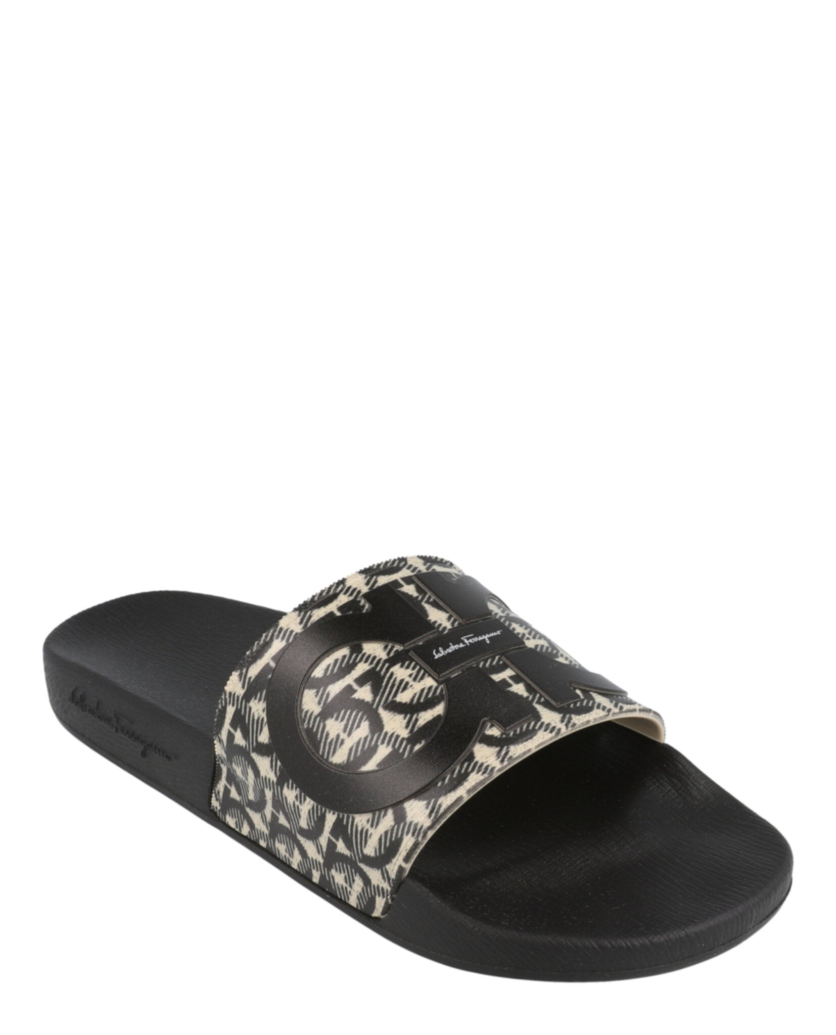 Ferragamo Mens Groovy Dual Gancini Slides