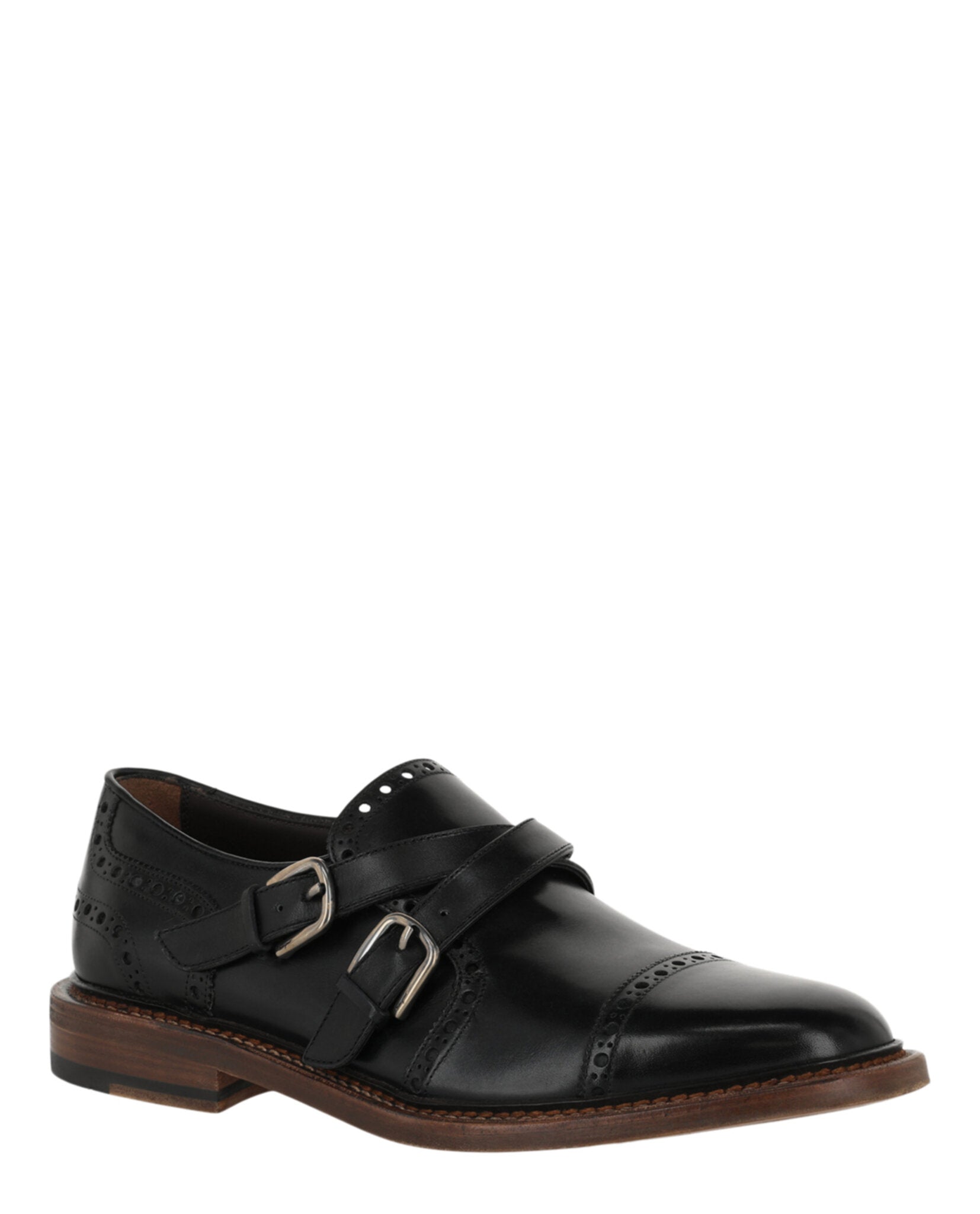 Ferragamo Mens Samson Monk Strap Shoes - Extra Wide Width