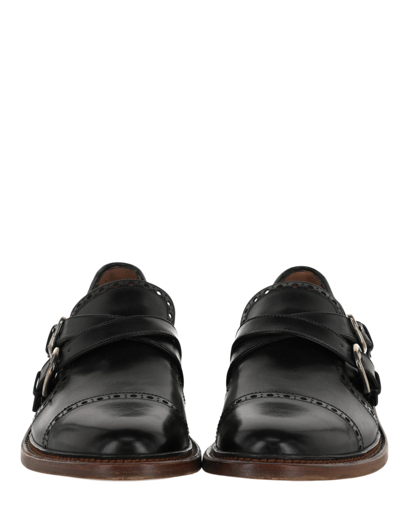 Ferragamo Mens Samson Monk Strap Shoes - Extra Wide Width