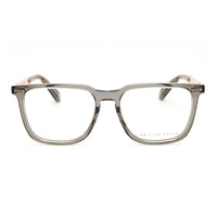 Philipp Plein Eyeglasses Square Full Rim, Shiny Transparent Grey Frame and Clear Demo Lenses Lens VPP058M09MB