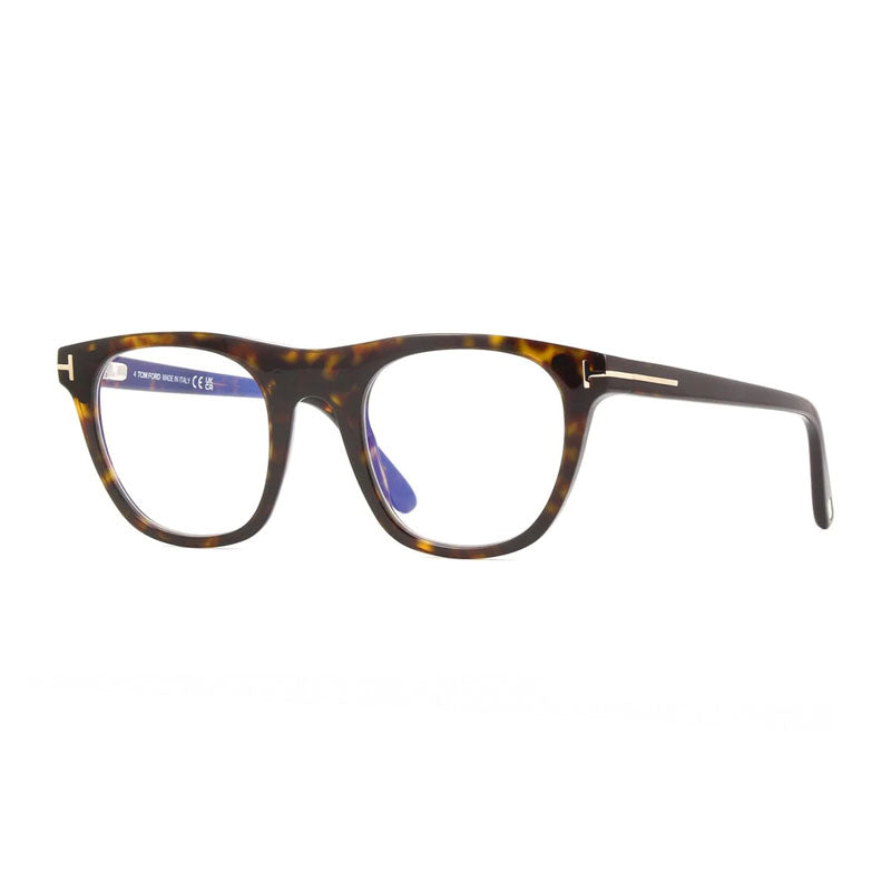 Tom Ford Tom Ford Eyeglasses Square Full Rim, Dark Havana Frame and Clear Blue Light Block with Magnetic Clip-On Lens FT5895-B052