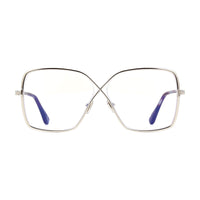 Tom Ford Eyeglasses Square Full Rim, Shiny Palladium Frame and Clear Blue Light Block Lens FT5841-B016