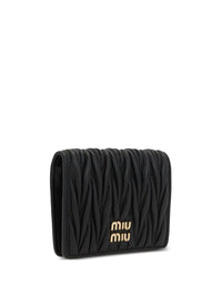 MIUMIU Small Matelassé Nappa Leather Wallet With Snap Closure Women