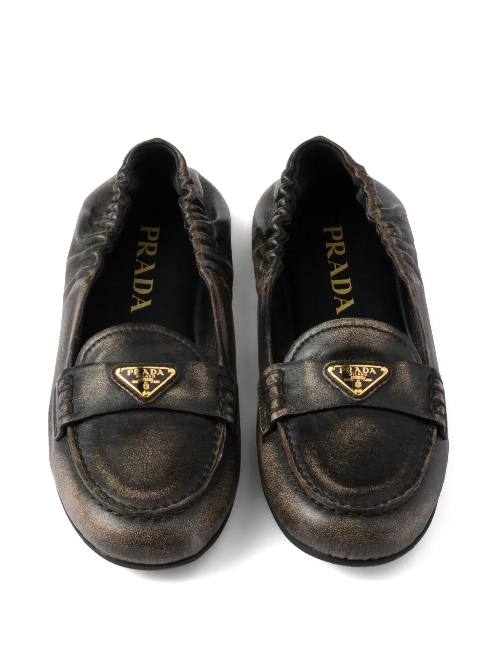 PRADA Deconstructed And Flexible Nappa Leather Loafers Women