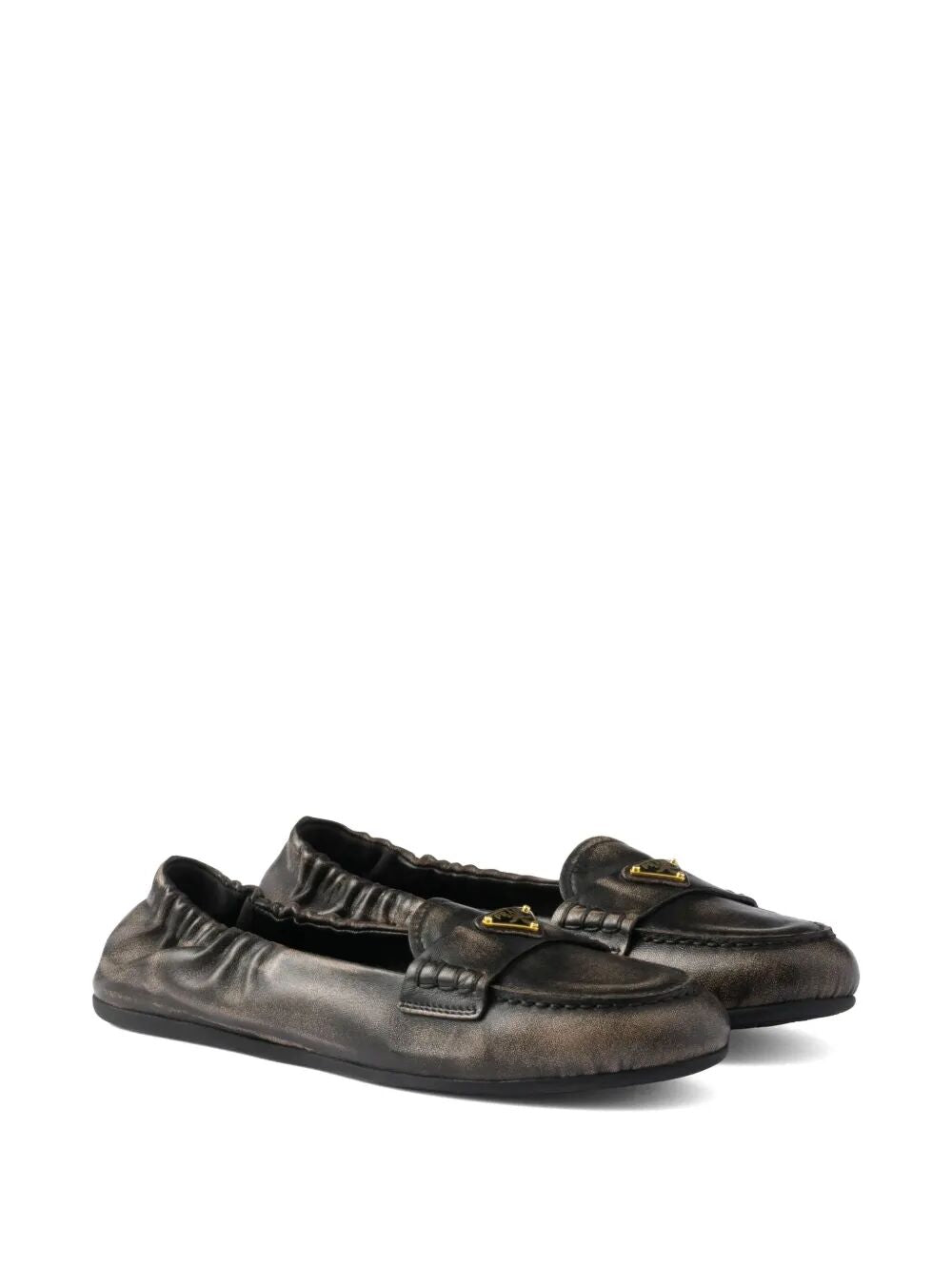 PRADA Deconstructed And Flexible Nappa Leather Loafers Women