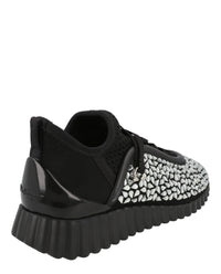 Ferragamo Womens Crystal-Embellished Sneakers