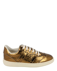 Ferragamo Womens Faith Metallic Sneakers Brown