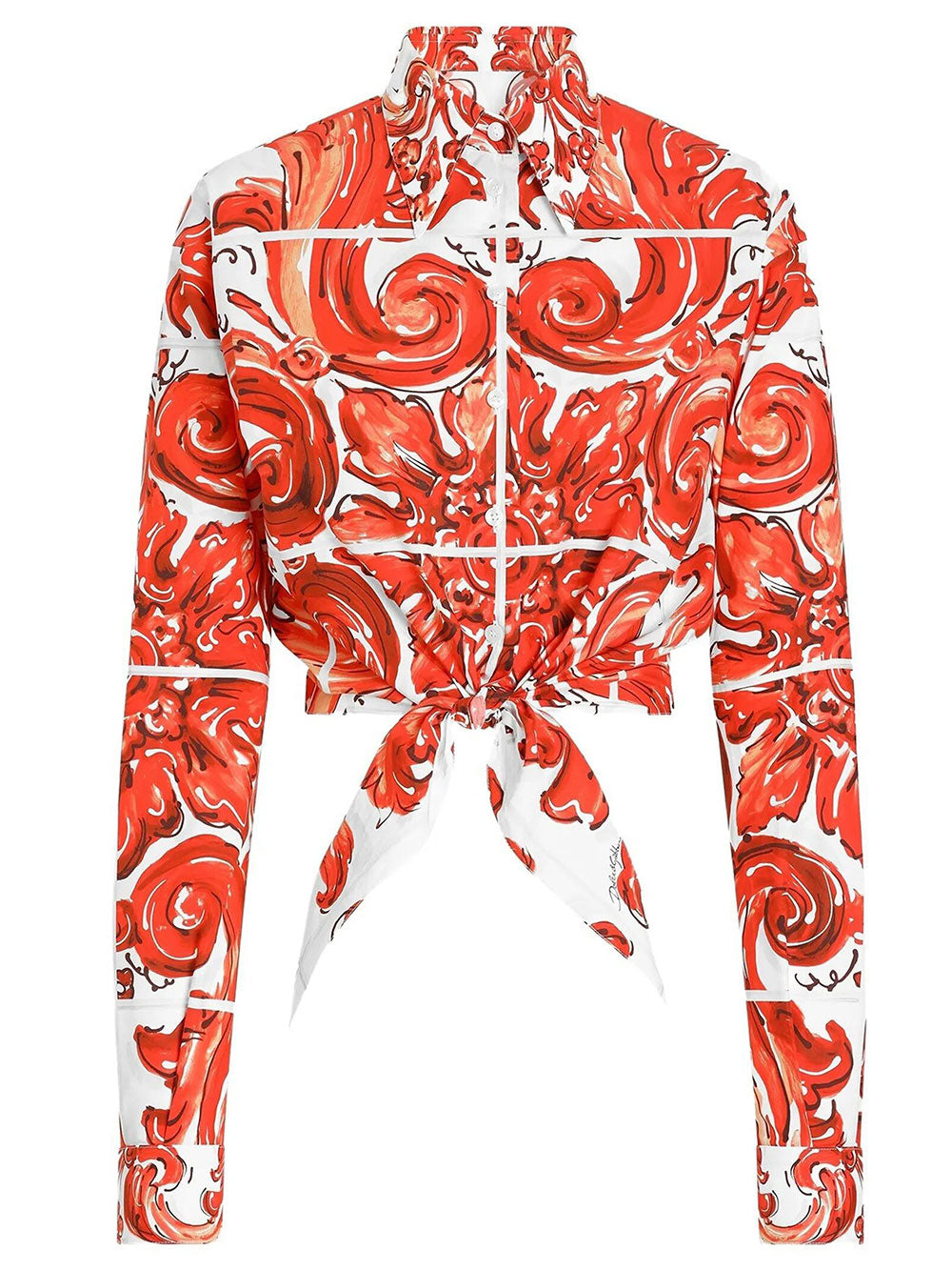DOLCE & GABBANA Camicia In Popeline Stampa Maiolica Women