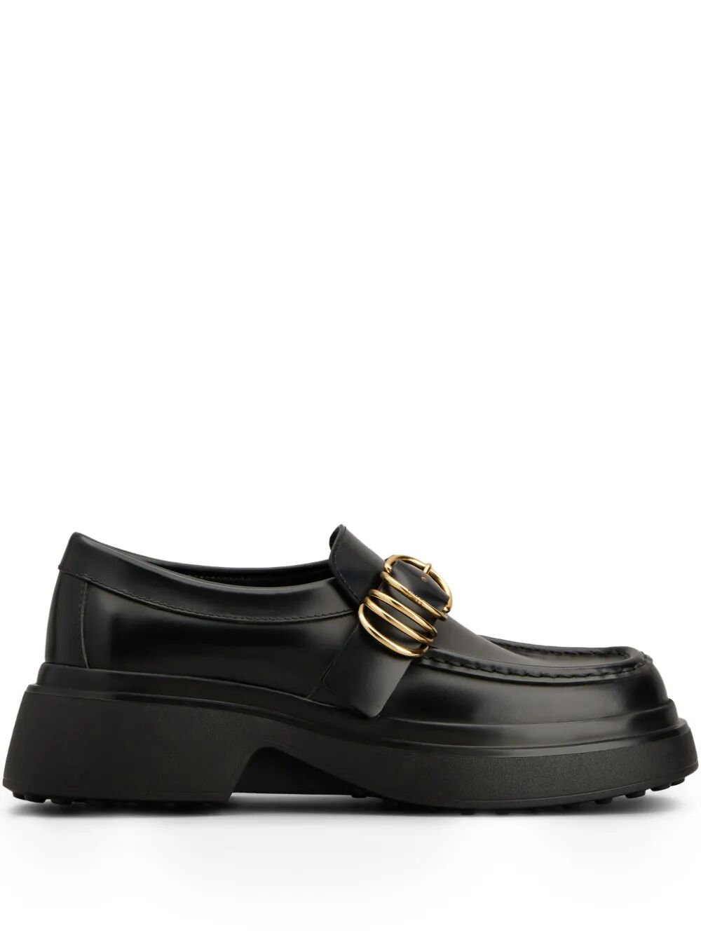 Tod's Women Leather Chunky Loafers With Metal Buckle And Rings