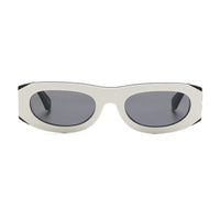 Off-White Sunglasses Oval Full Rim, White/Black Frame and Dark Grey Lens OERI13OORLANDO0107