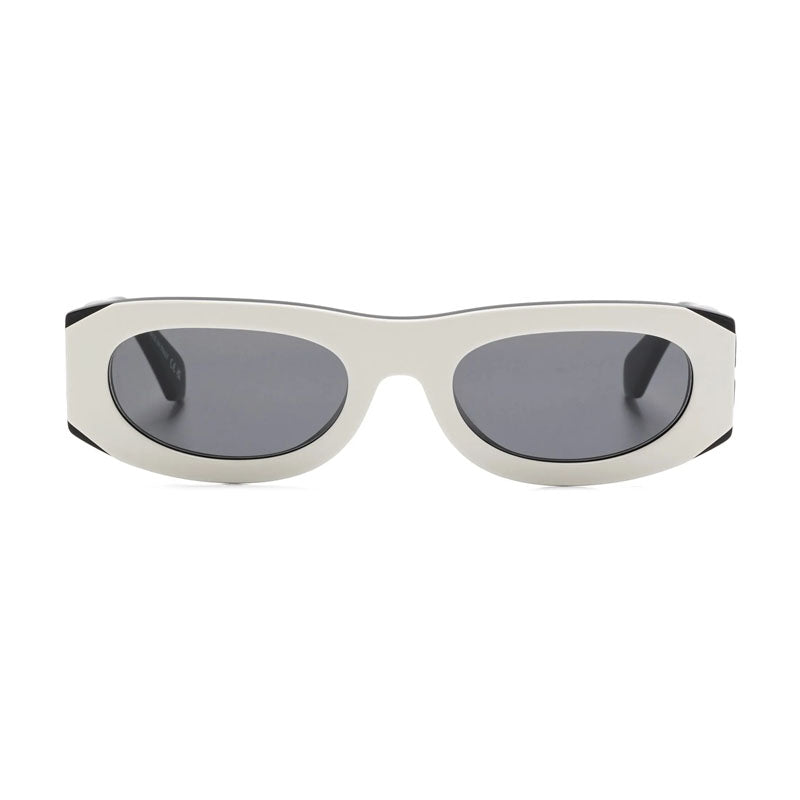 Off-White Sunglasses Oval Full Rim, White/Black Frame and Dark Grey Lens OERI13OORLANDO0107