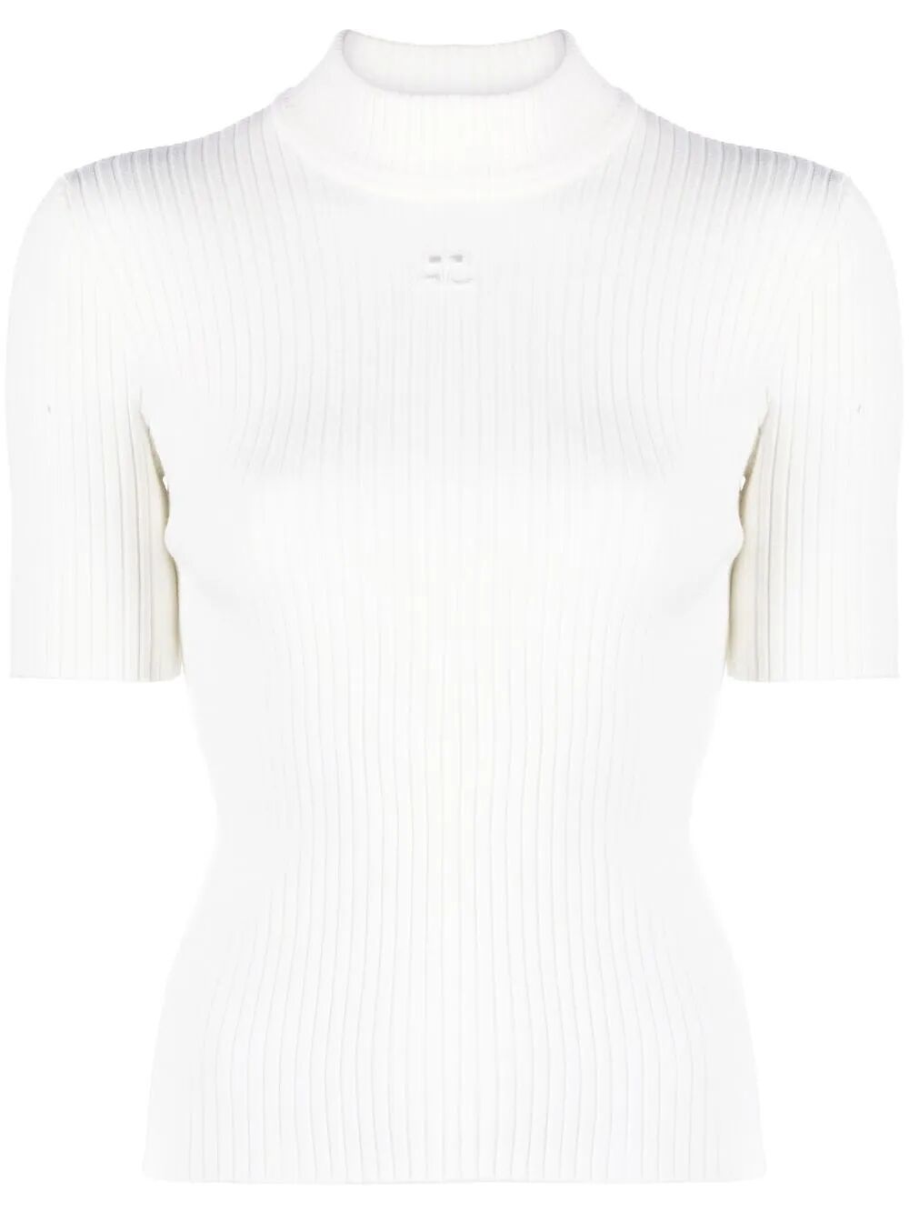 COURREGES Courreges Women Reedition Short Sleeves Ribbed Knitted Sweater
