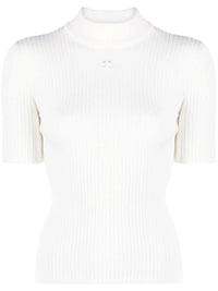 COURREGES Courreges Women Reedition Short Sleeves Ribbed Knitted Sweater