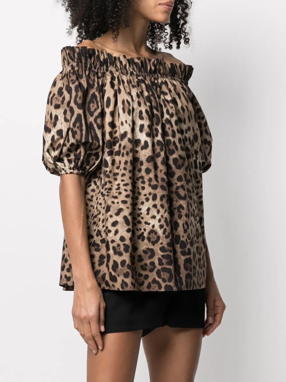 Dolce & Gabbana Women Top Maniche Corte In Popeline Stampa Leopardo