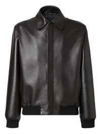 FENDI Fendi Men Leather Bluson With Maxi Fendi Lettering Embroidery
