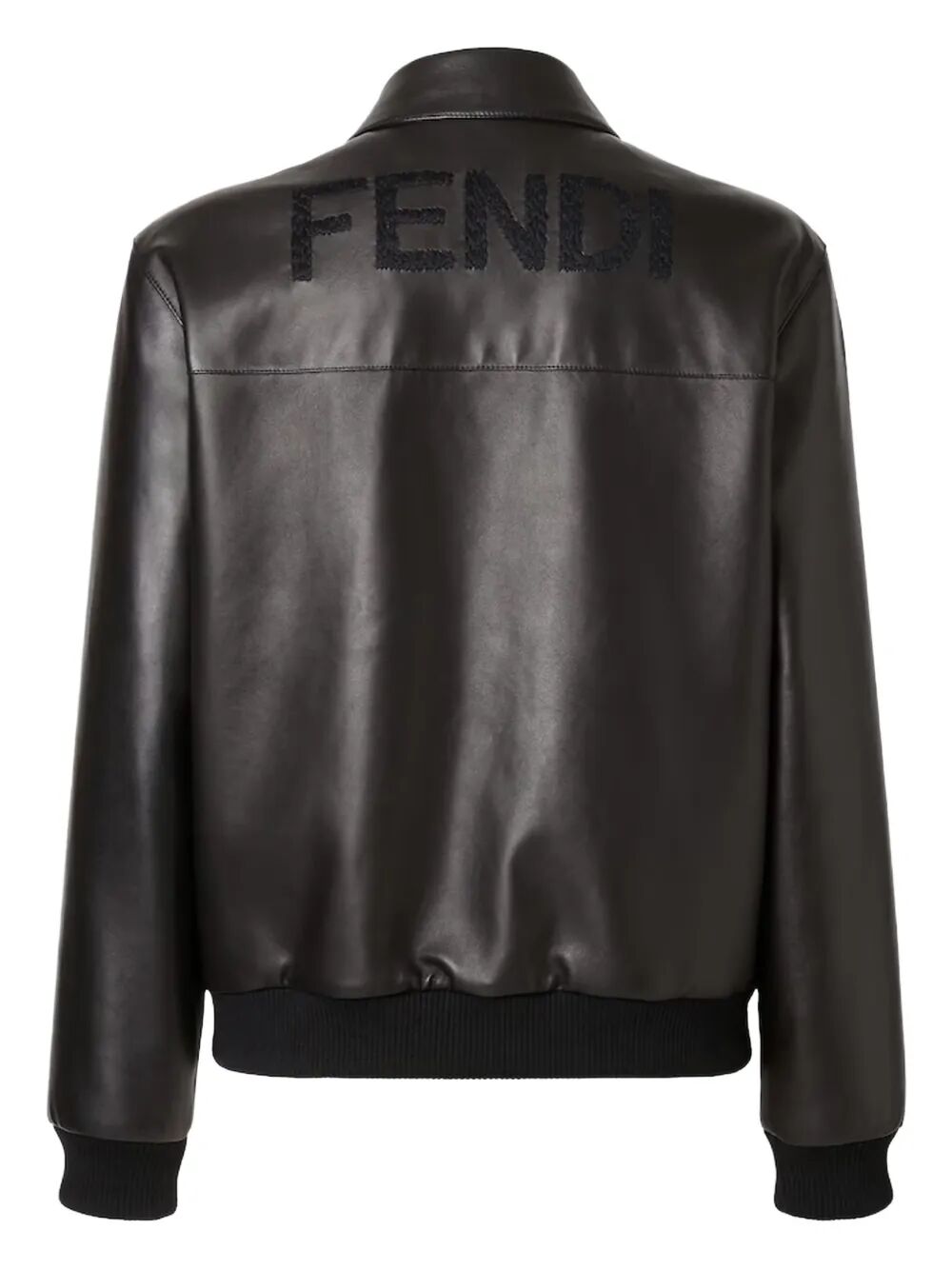 FENDI Fendi Men Leather Bluson With Maxi Fendi Lettering Embroidery