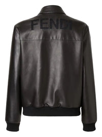 FENDI Fendi Men Leather Bluson With Maxi Fendi Lettering Embroidery
