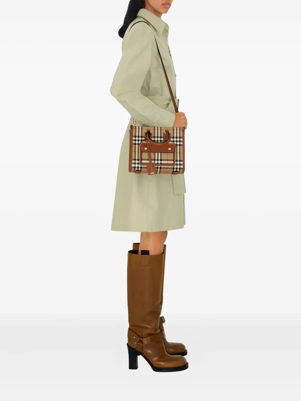 BURBERRY Burberry Women Mini Freya Tote Bag In Burberry Check Coated Cotton Blend