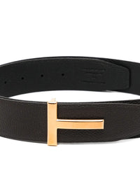 TOM FORD Tom Ford Men Grained Leather T Icon Belt