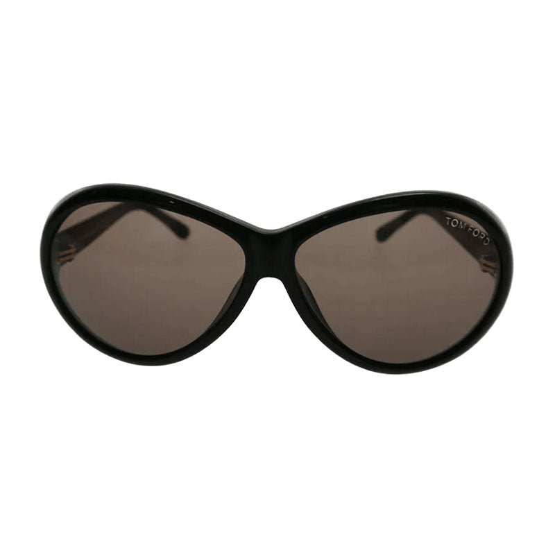 Tom Ford Sunglasses Oval Full Rim, Black Frame and Brown Lens TF020201J