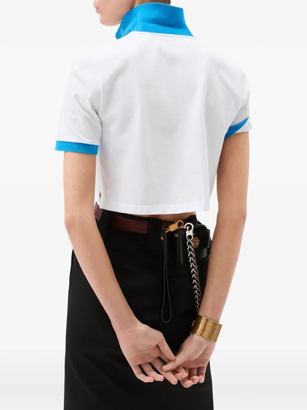 Versace Women Polo Piquet With Logo And Medusa Embroidery