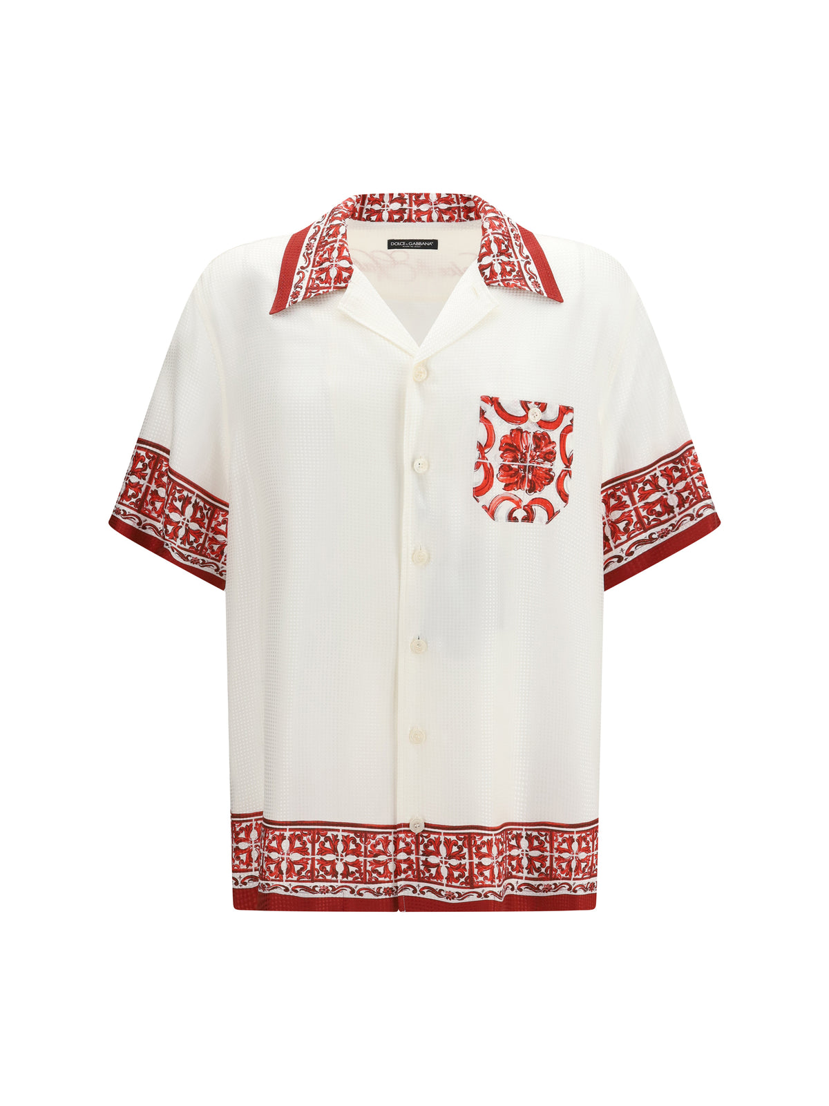 DOLCE & GABBANA Dolce & Gabbana Men Hawaii Shirt In Jacquard Twill With Majolica Print