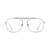 Tom Ford Eyeglasses Aviator Full Rim, Shiny Gunmetal Frame and Clear Blue-Light Block Lenses Lens FT5731-B008